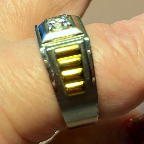 Kingsley Ryan clear gemstone ring in silver | ASOS Chunky Stainless Steel Ring With A Clear Stone